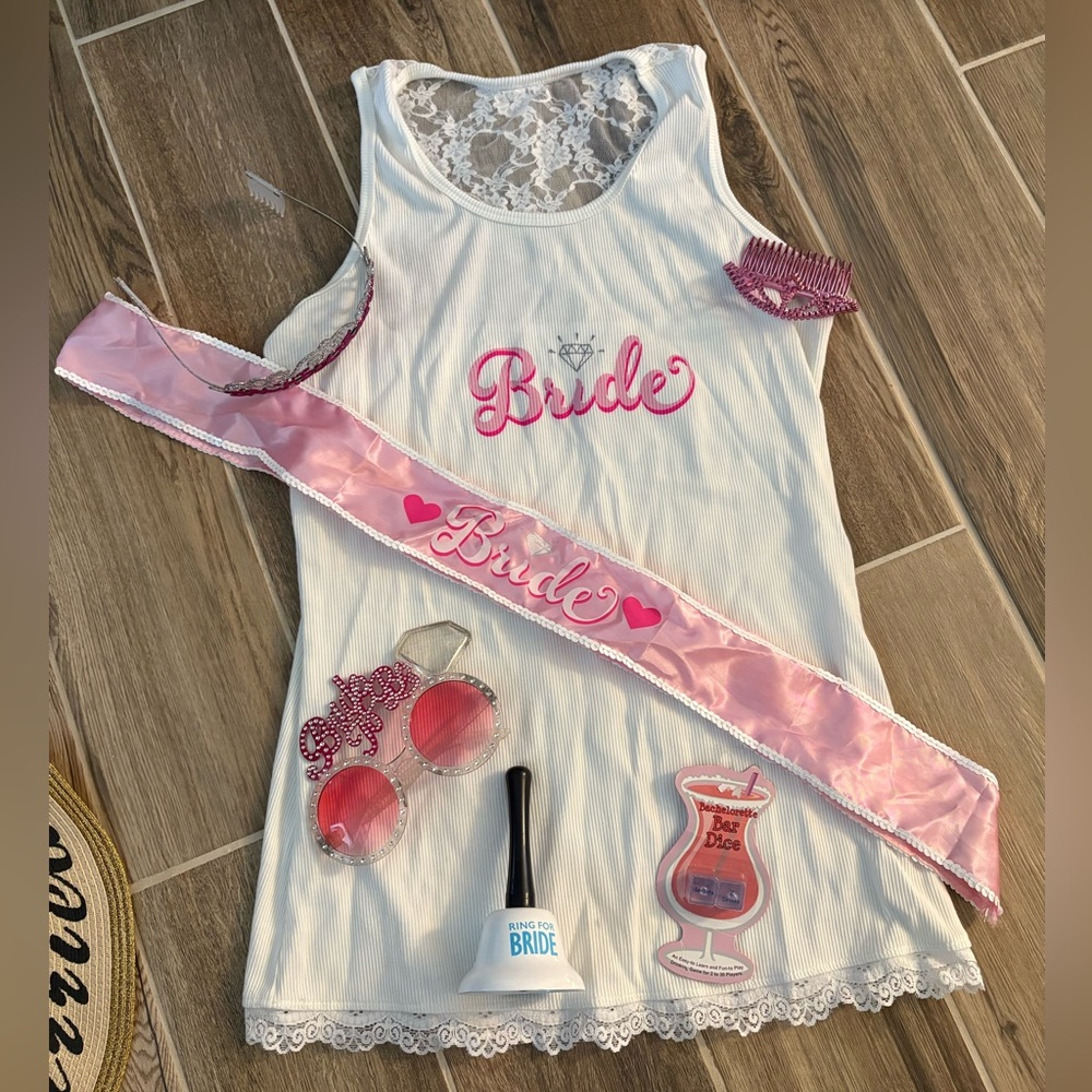 Bride Tank Top and Bride To Be Accessories Set